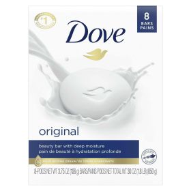 Dove Original Deep Moisturizing Beauty Bar Soap All Skin Type, Unscented, 3.75 oz (8 Bars)