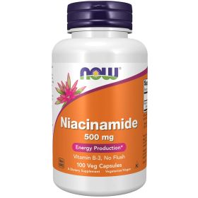 NOW Supplements, Niacinamide (Vitamin B-3) 500 mg, Energy Production*, 100 Veg Capsules