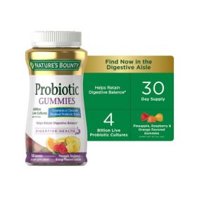 Nature's Bounty Probiotic Gummies; Digestive Health; Multi-Flavored; 60 Count